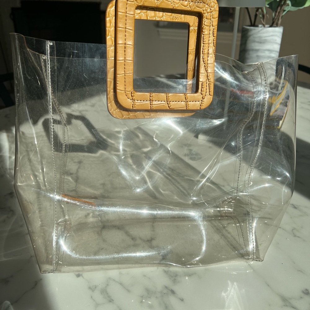 Staud Transparent Tote Bag with Tan Accent